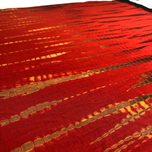 Tie-Dye Scarf Long Orange Yellow Black Fall Autumn 22.5 x 73 - Picture 6 of 9